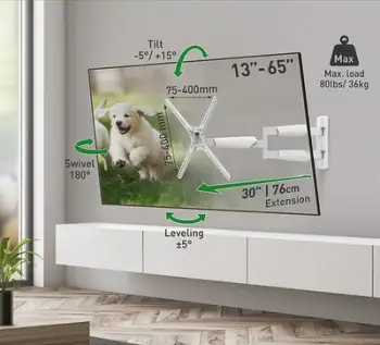 Mbajtëse muri për TV Barkan BM343XLW, 13-65", 146 kg, e bardhë