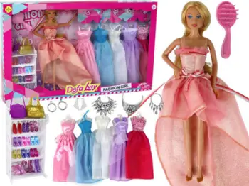 Set kukull Defa Lucy Fashion Girl, 30cm, me aksesorë dhe fustane, rozë
