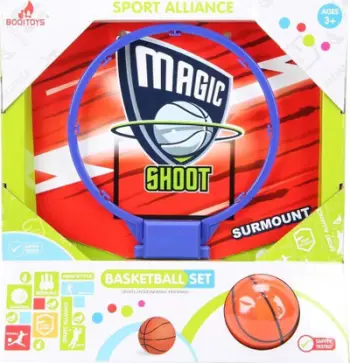 Set basketbolli BqiToys Magic Shoot, për fëmijë 3+, me tabelë dhe top, shumëngjyrësh