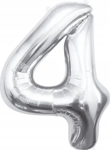 Balonë folje Godan Number 4 BC HSR4, 85 cm, argjendi