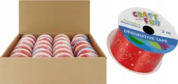 Shirit dekorativ Craft with Fun Ornament Tape Christmas, motiv festash, i kuq