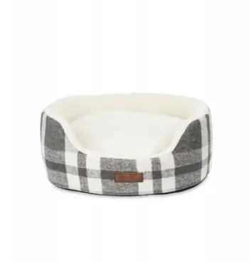 Shtrat qeni Barry King Grey Check, 50x43x18cm, për qen të vegjël, gri
