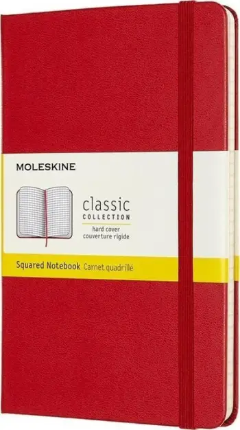 Fletore Moleskine Classic, 11.5x18, me katrorë, e kuqe