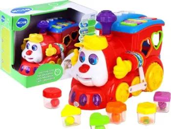 Lodër tren edukativ Hola Toys 886, forma tinguj drita, shumëngjyrësh