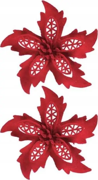 Lule dekorative Titanum Flocked Poinsettia, set 2 copë, 11.5 cm, të kuqe