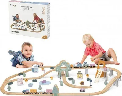 Set treni prej druri PolarB Train Set 90 pcs, 90 pjesë, për fëmijë 3+ - 1