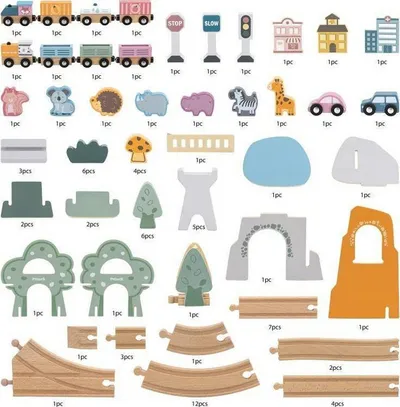 Set treni prej druri PolarB Train Set 90 pcs, 90 pjesë, për fëmijë 3+ - 2