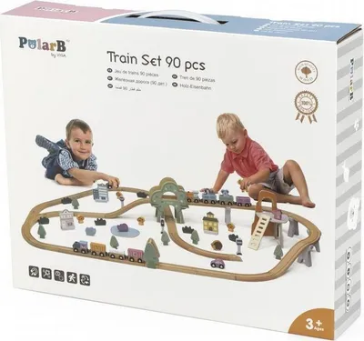 Set treni prej druri PolarB Train Set 90 pcs, 90 pjesë, për fëmijë 3+ - 3