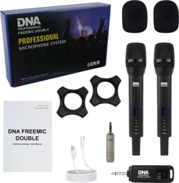 Set mikrofonësh pa tel profesional 2.4 GHz, kapsulë dinamike kardioide, lidhje USB C, i zi