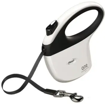 Rrip automatik për qen Flexi One for All S, shirit 5m, deri 30kg, i bardhë i zi