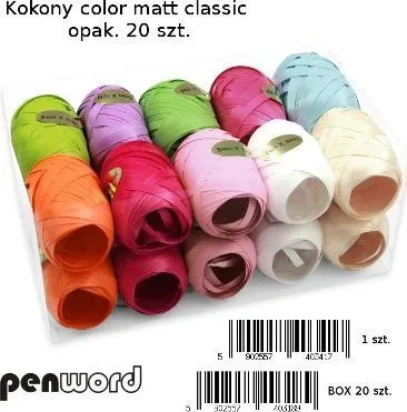 Set shirita dekorativë Penword Ribbon Cocoon Color Matt, 5mm x 10m, 20 copë, shumëngjyrësh - 1
