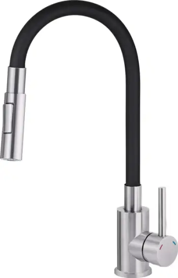 Rubinet lavamani Luno BOC_B740, çelik inox, pjesë elastike, inox e zi