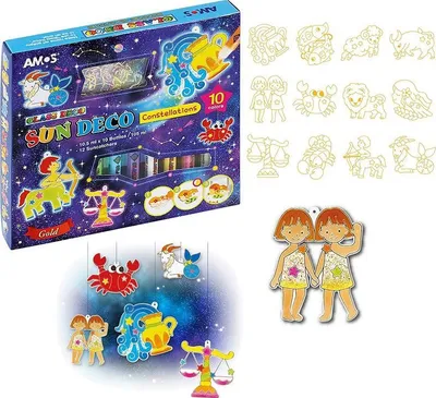 Set boja xhami AMOS Sun Deco Constellations, 10 ngjyra, për fëmijë - 1