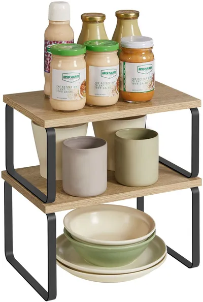 Rafte kuzhine Oskar Kitchen Shelves X2 KCS020B11, set 2 copë, dru sonoma, metal i zi - 1