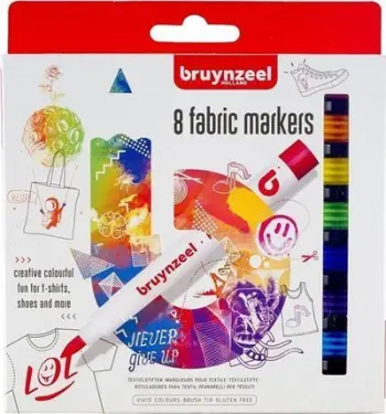 Markera tekstili Bruynzeel Fabric Markers, set 8 copë, shumëngjyrëshe
