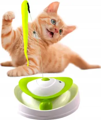 Lodër interaktive për mace Hilton Smart Hunting Cat, rrotullim 360°, me zile, jeshile e bardhë
