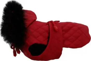 Pallto për qen Grande Finale Red Quilted, me kapuç me lesh, e kuqe