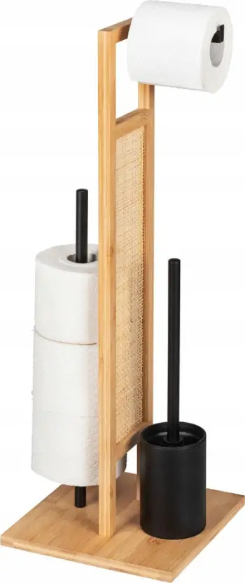 Set tualeti WENKO Rivalta Allegre, bambu dhe ratan, çelik inox, i zi