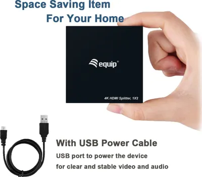 Ndarës video HDMI Equip 332715, 1x2 porta, Full HD, i zi - 5