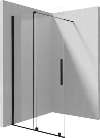 Mur dushi Deante Jasmin Walk in, xham i kalitur 6 mm, profil nero, transparent