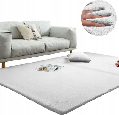 Tapet Strado Rug Rabbit, 140x190 cm, shaggy, i bardhë - 1