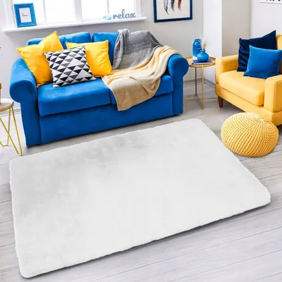 Tapet Strado Rug Rabbit, 140x190 cm, shaggy, i bardhë - 2