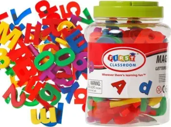 Set magnetik shkronja dhe numra TA0033, 80 copë, shumëngjyrëshe