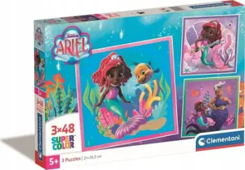 Puzzle Clementoni Disney Ariel, set 3x48 pjesë, për fëmijë