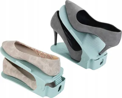 Mbajtëse këpucësh WENKO Shoe Stacker, set 8 copë, i rregullueshëm në lartësi, jeshile pastel - 2