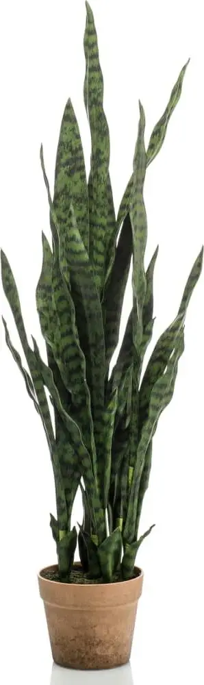 Bimë artificiale Emerald Sansevieria, 84cm, me vazo dekorative, jeshile