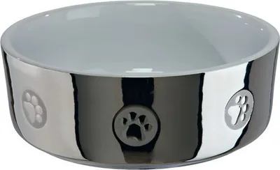 Enë qeramike për qen Trixie, 1.5L, 19 cm, argjendtë - 1