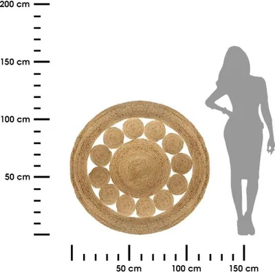 Tapet rrumbullak Atmosphera Round Lace, jute, 120 cm, bezhë - 2