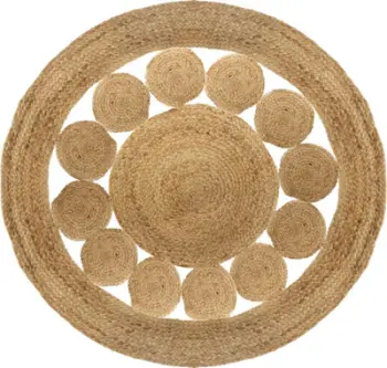 Tapet rrumbullak Atmosphera Round Lace, jute, 120 cm, bezhë