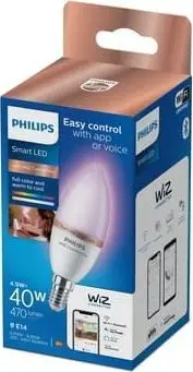 Llambë inteligjente Philips Smart LED Candle C37, 4.9W Eq.40W, bazë E14, me ngjyra