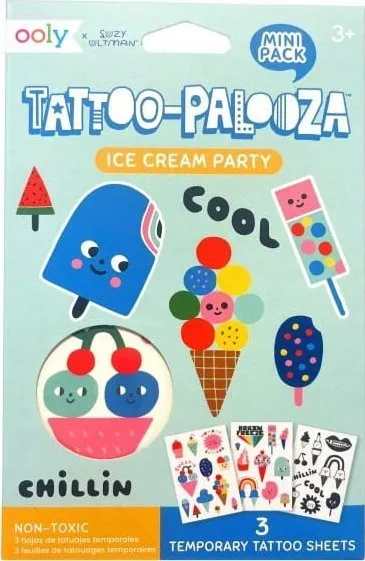 Set tatuazhesh përtëkohshme Ooly Tattoo Palooza Ice Cream Party, për fëmijë, shumëngjyrëshe - 1