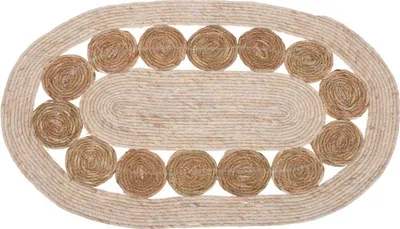 Tapet H&S Decoration Jute, oval 80x50cm, ngjyrë natyrale - 1