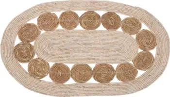Tapet H&amp;S Decoration Jute, oval 80x50cm, ngjyrë natyrale