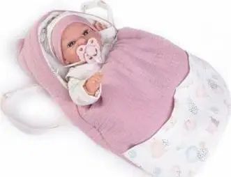 Kukull bebe Muecas Antonio Juan Toneta Newborn Baby, me çantë, shumëngjyrëshe