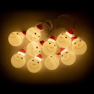 Drita dekorative bredhi Rebel Snowmen, LED 10 copa, 1.5m, me bateri, dritë e bardhë e ngrohtë - 1