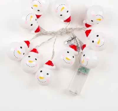 Drita dekorative bredhi Rebel Snowmen, LED 10 copa, 1.5m, me bateri, dritë e bardhë e ngrohtë - 3