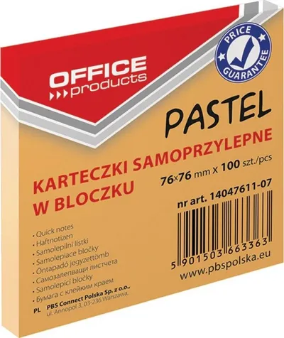 Letra ngjitëse Office Products, 76 X 76 mm, të portokallta - 1