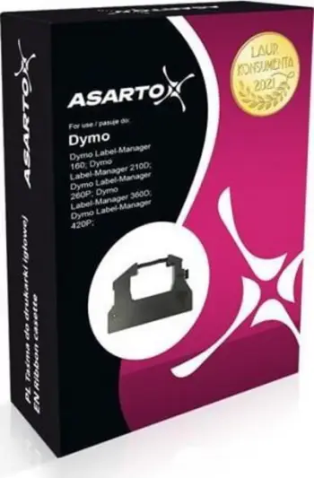 Shirit etiketa Asarto për DYMO D12 7 BK T S0720500, i zi transparent