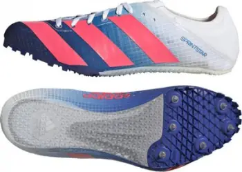 Atlete garash Adidas Sprintstar, për sprint, me thumba, të bardha blu rozë