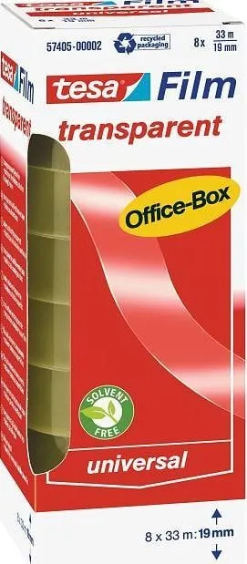 Shirit ngjitës Tesa Film Office, 19mm x 33m, transparent, 8 copë - 1