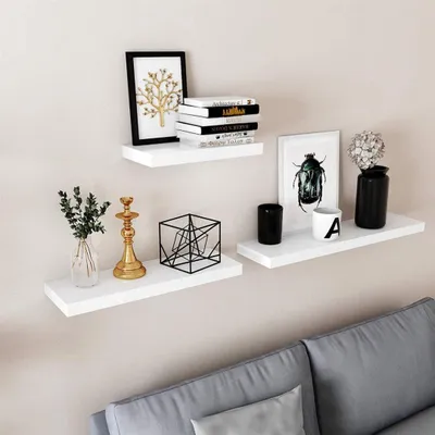Raft muri VASAGLE, lundrues 60 cm, MDF, i bardhë - 5