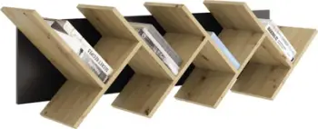 Raft muri FMD Hanging Geometric, për libra, dizajn gjeometrik, lis dhe i zi
