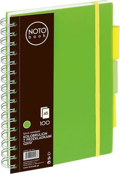 Fletore spirale Grand Coil Notebook A5, 100 fletë, vija katrore, jeshile - 1
