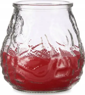 Kandil aromatik Geranium Citronella, qelq, kohë djegie 18 orë, i kuq