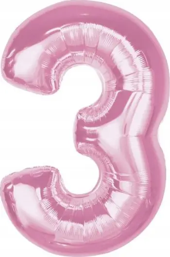 Balonë numri Number Light Pink, 92 cm, numri 3, rozë e butë