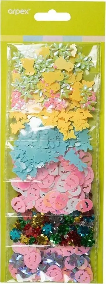 Set zbukurimesh Arpex Creative Elements, ornamente konfeti dhe shkëlqime, shumëngjyrëshe - 1